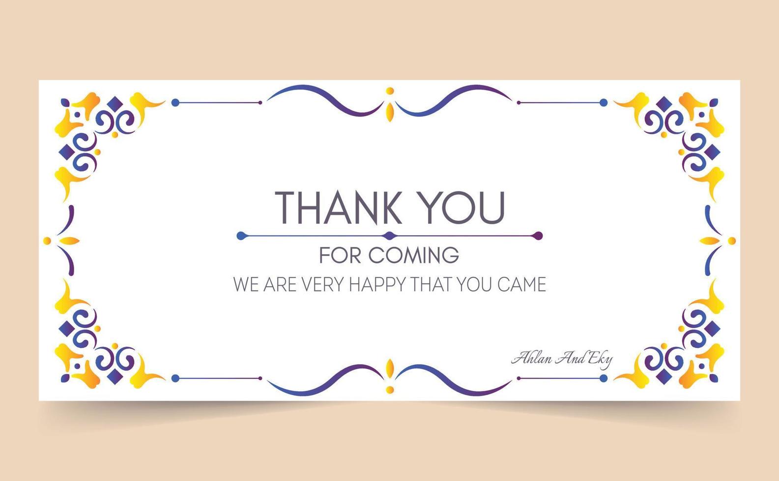 classic thank you wedding card vector