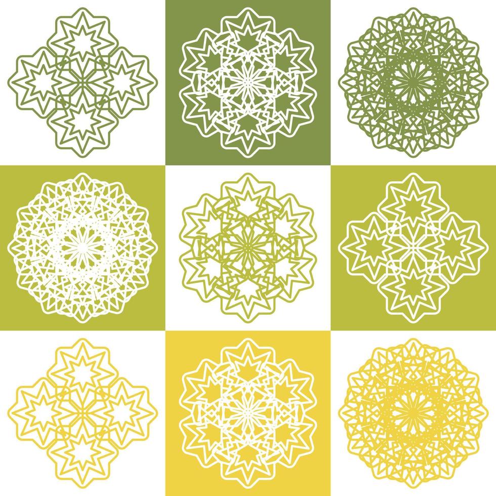 vector conjunto de resumen mandala diseño ilustraciones, adornos en étnico estilo. islámico frontera antecedentes