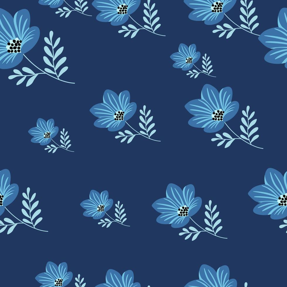 Flower stylized seamless pattern. Cute botanical illustration. Abstract floral background. vector