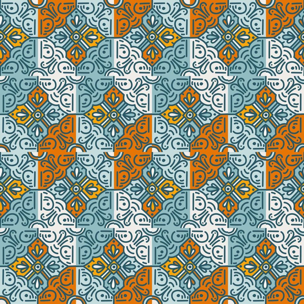 étnico floral mosaico sin costura modelo. resumen geométrico ornamental fondo de pantalla. vector