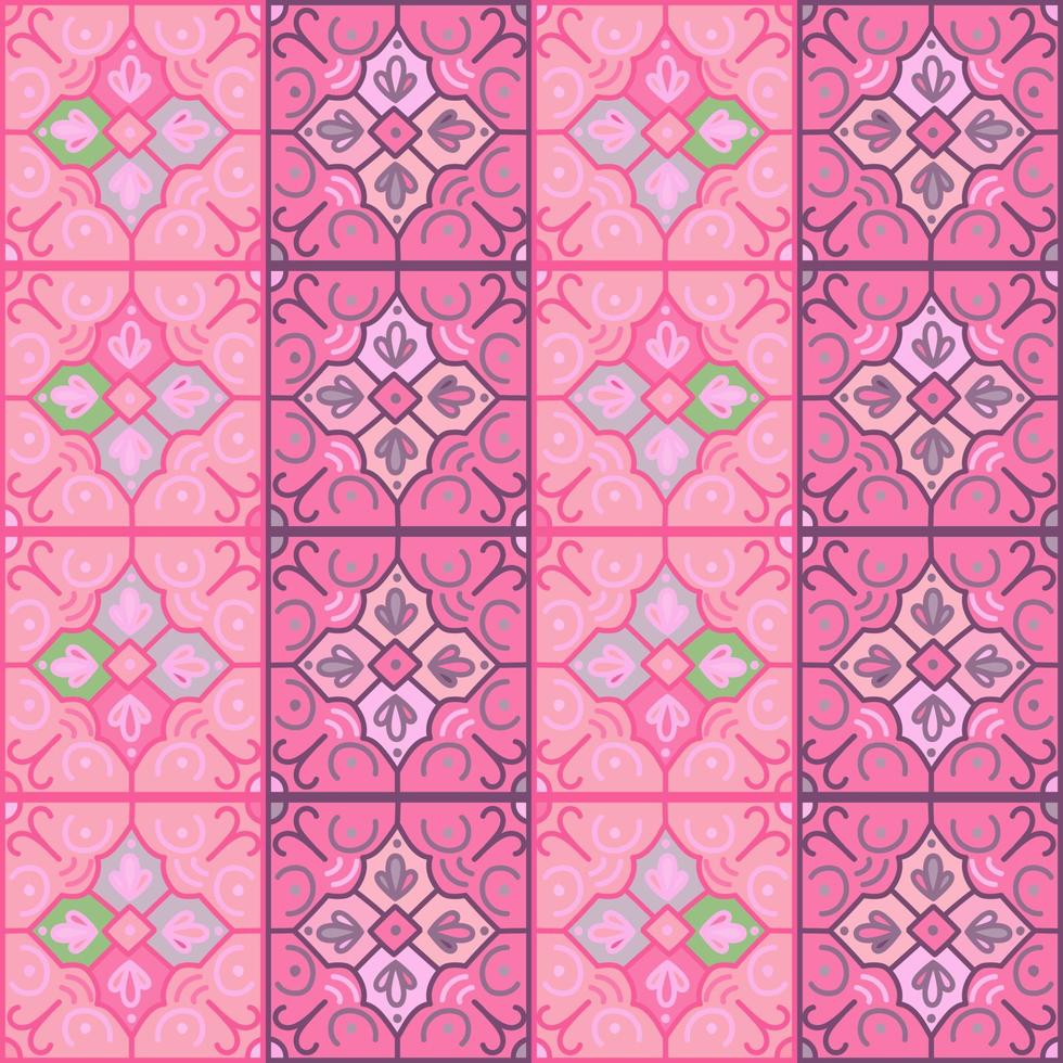 Seamless pattern with decorative mosaic elements. Vintage tile. Abstract geometric ornamental wallpaper. vector