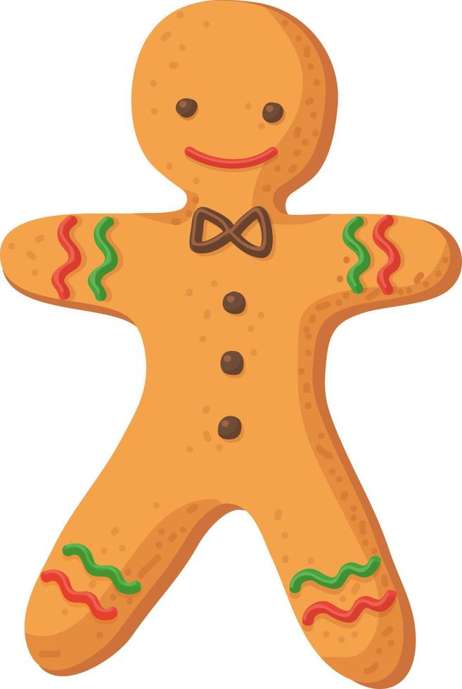 Christmas homemade gingerbread decorated icing in realistic cartoon style vector