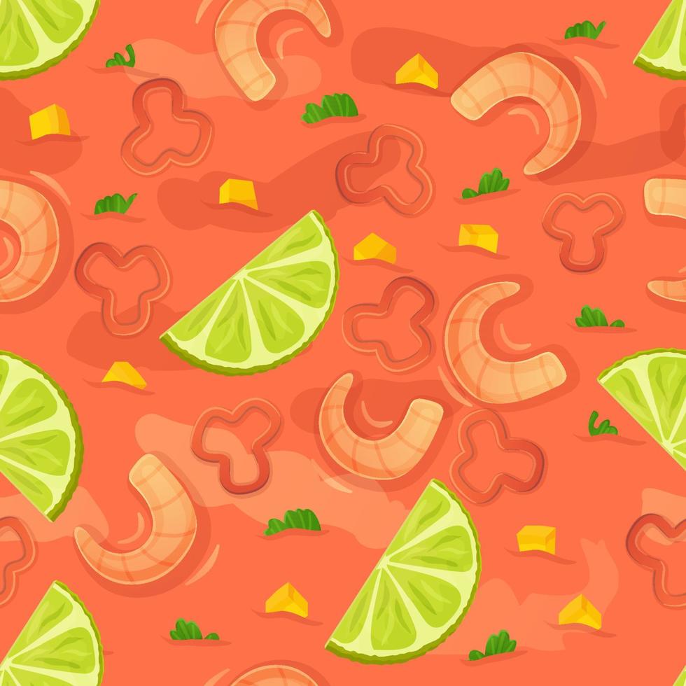 Latin american Moquecaca seamless pattern. Brazillian stew illustration in cartoon style vector