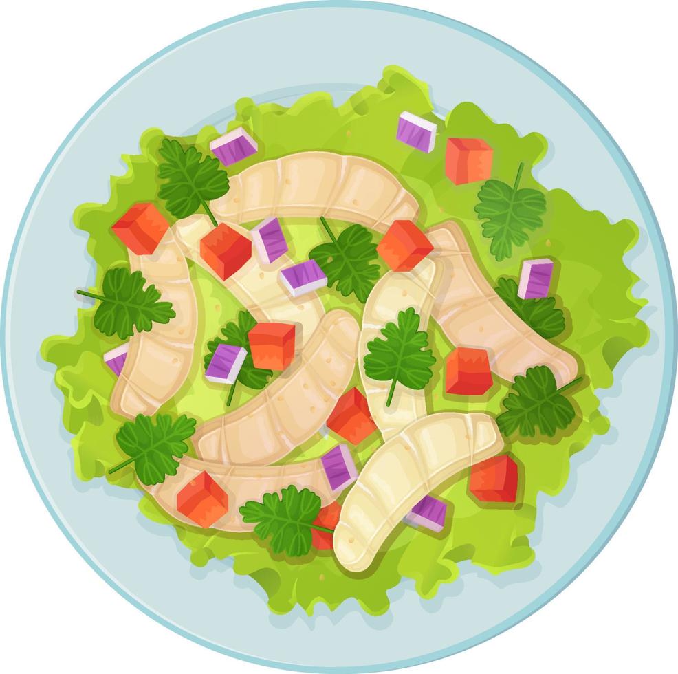 ceviche plato peruano. ilustración de comida latinoamericana aislada en fondo blanco. vector