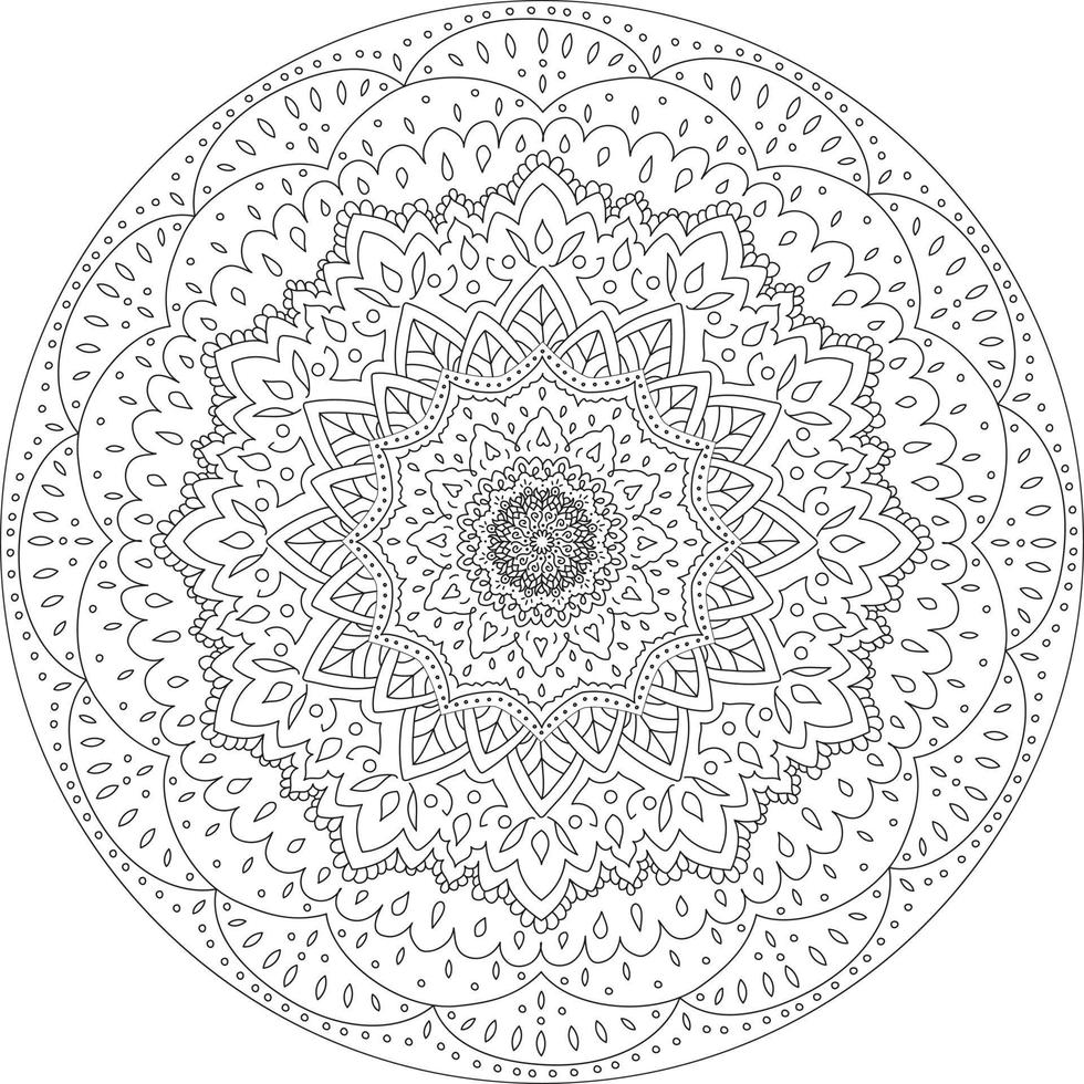 Round lace mandala ornament. Coloring book drawing. Stock vector illustration in oriental style.