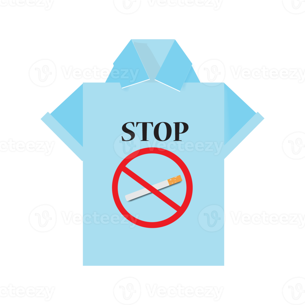 Blue polo shirt origami and tobacco with forbidden sign. png