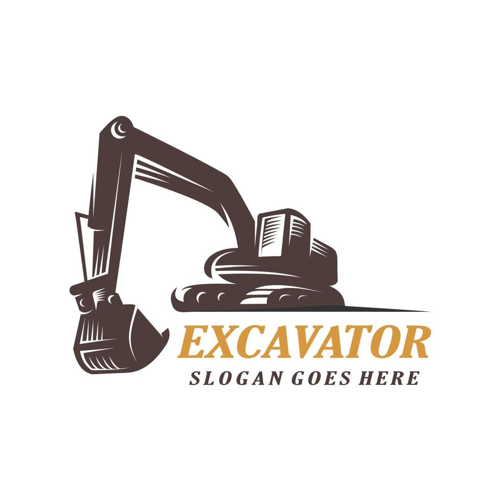 vintage logo excavator template illustration vector