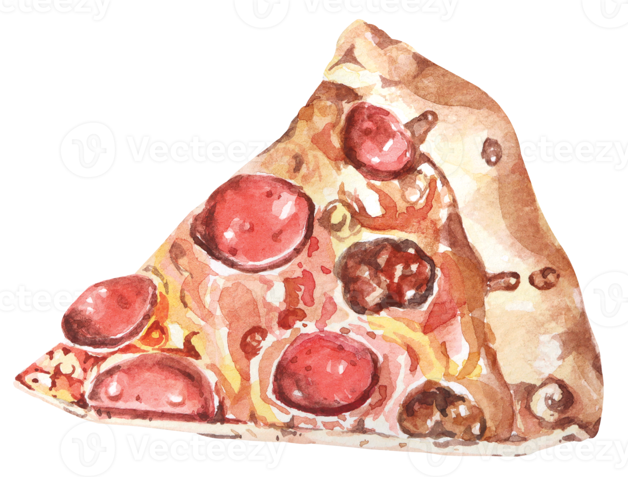 skiva av pizza vattenfärg målning. png