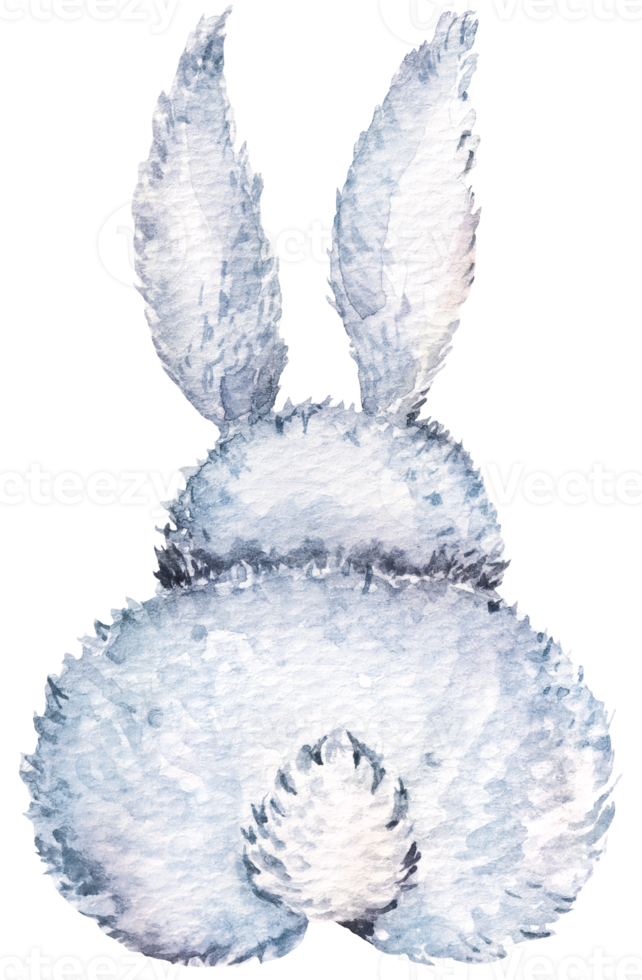 Watercolor easter rabbit.Bunny illustration.Cute fluffy grey rabbit. png