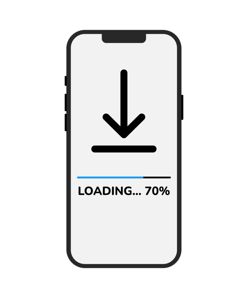 loading bar progress icon. Loading status with indicator. smartphone with a loading screen. flat design illustration png