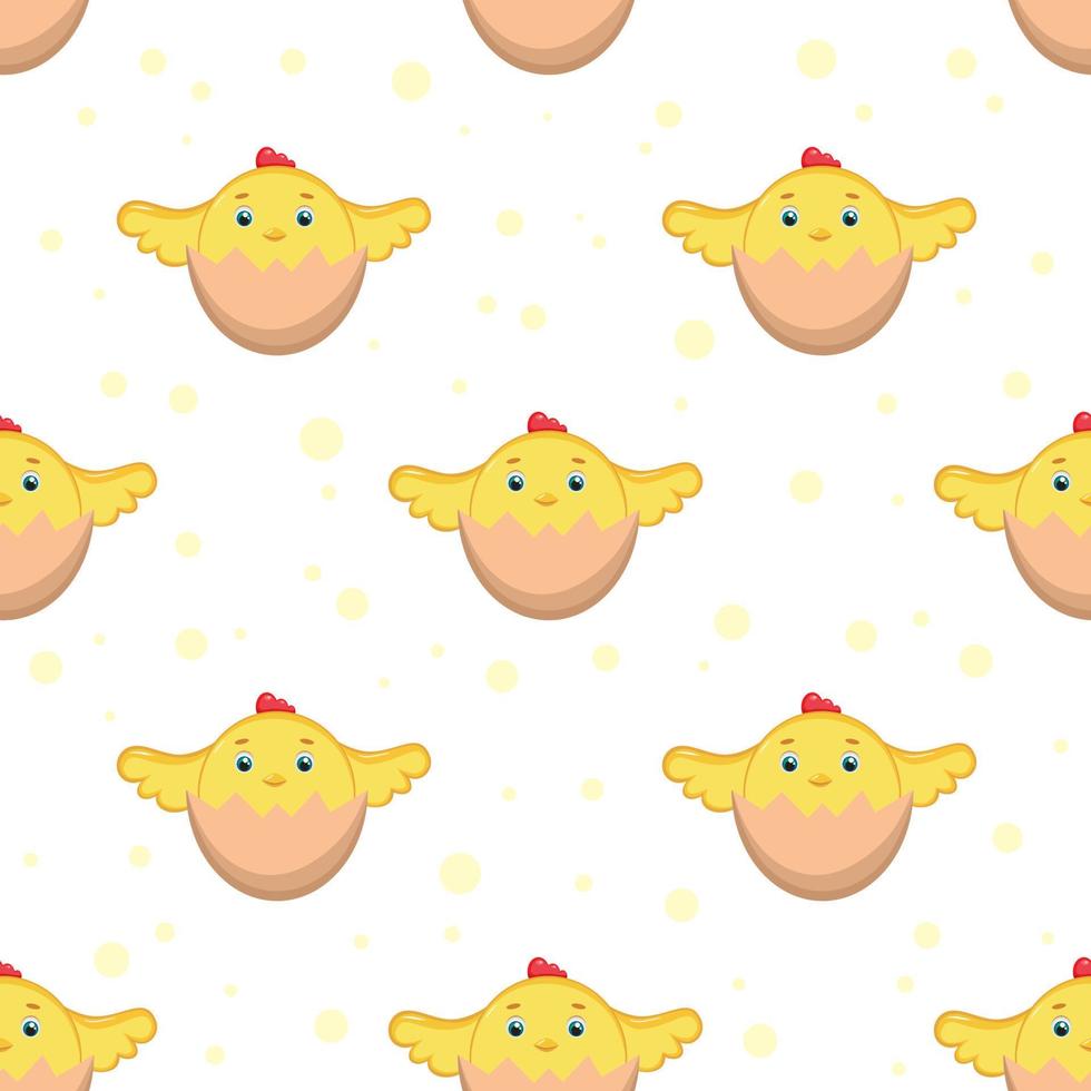 Cute pattern with a chicken in an egg. vector