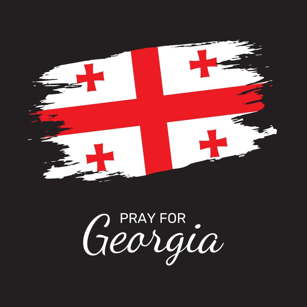 Georgian flag painted with a brush with the inscription Pray for Georgia vector