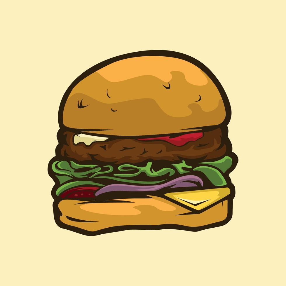 hamburguesa con bollo y empanada vector