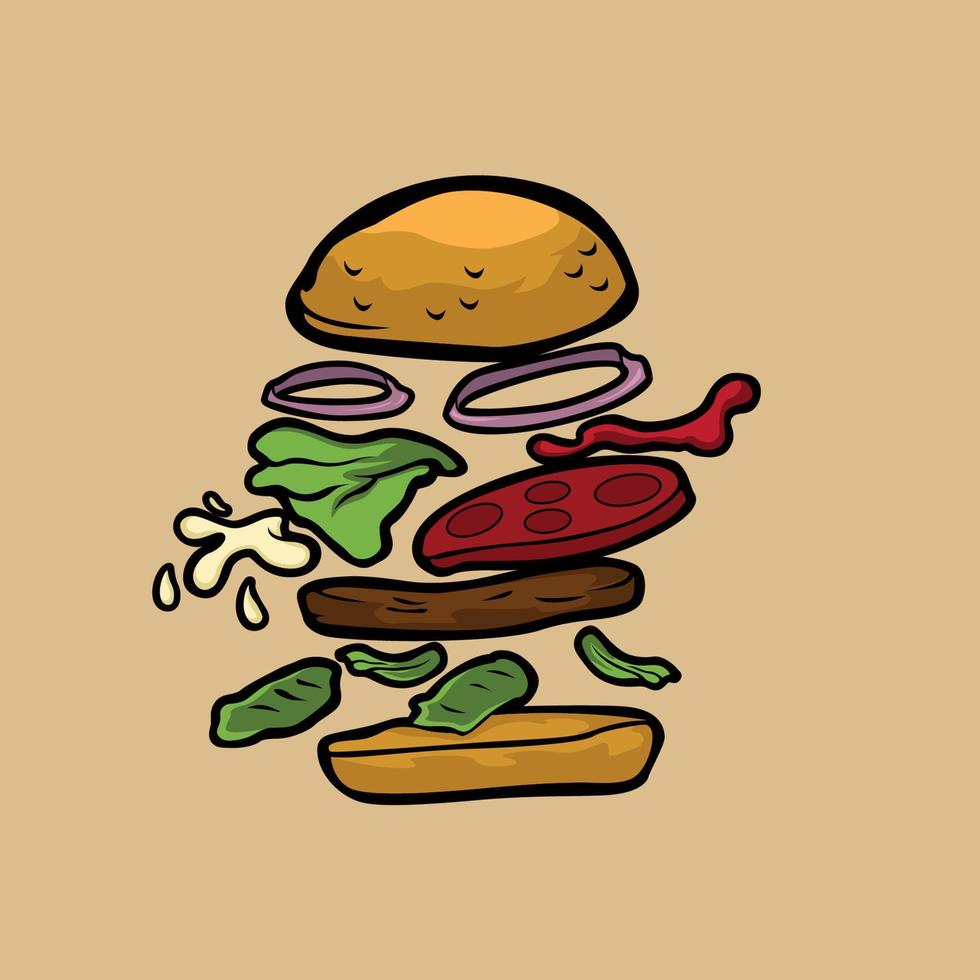 spread hamburger vector illustration