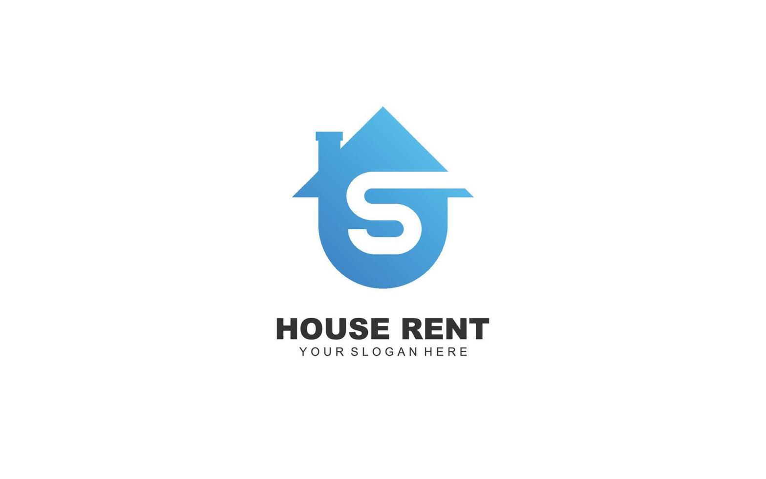 S real estate logo design inspiration. Vector letter template design for brand.