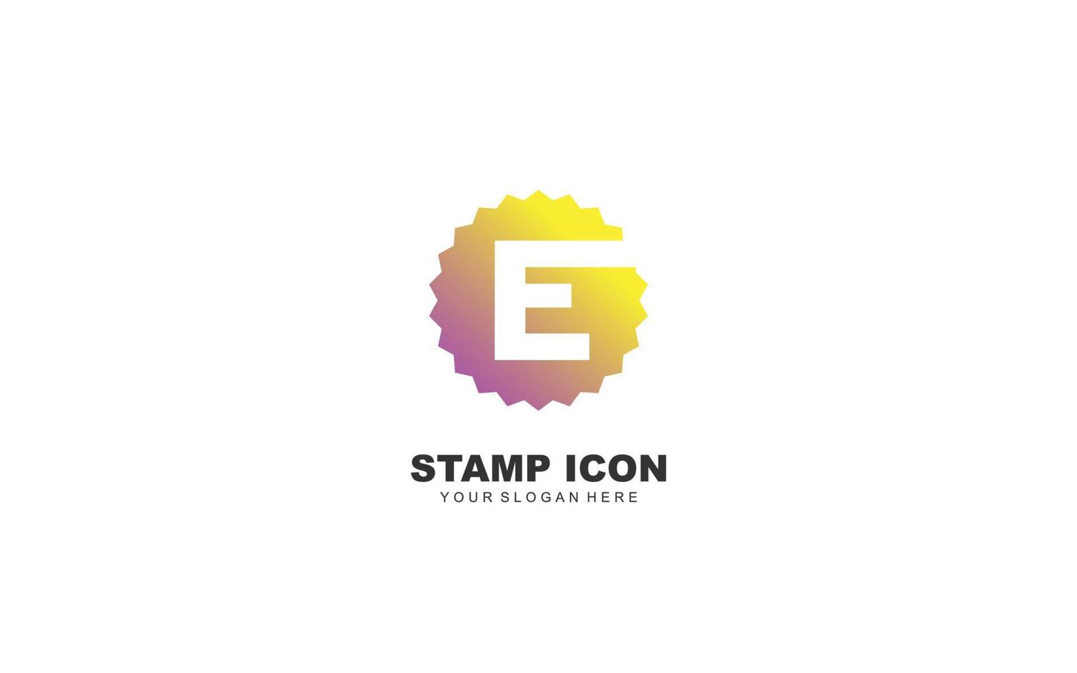E Stamp logo design inspiration. Vector letter template design for brand.