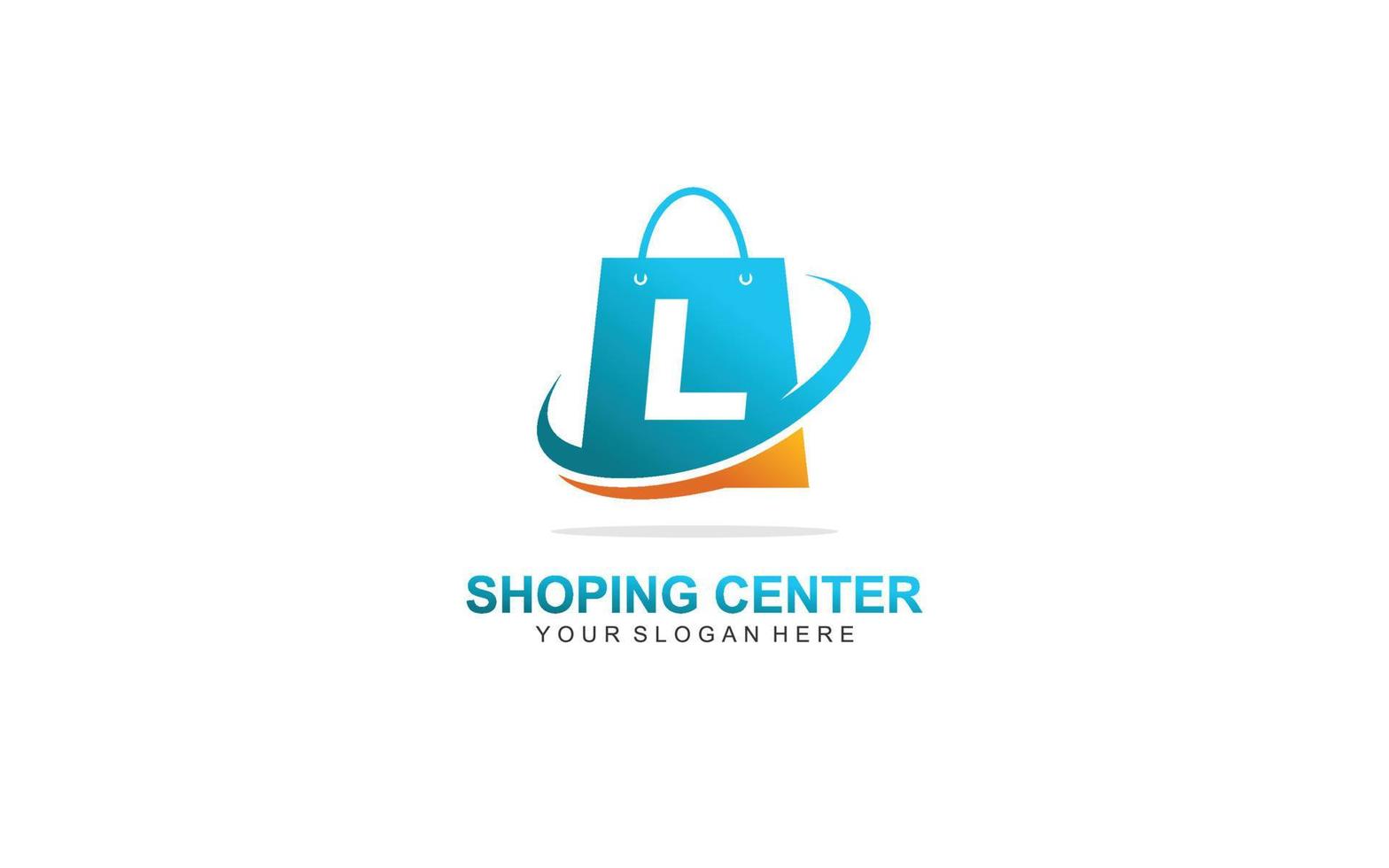 L shopping bag logo design inspiration. Vector letter template design for brand.