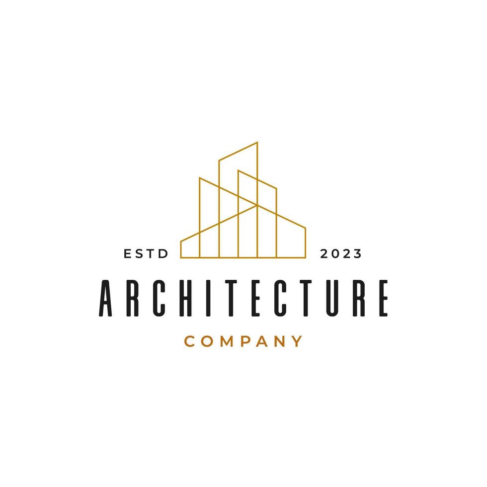Building Logo. Gold Building Symbol Geometric Linear Style. Usable for Real Estate, Construction, Architecture and Building Logo vector