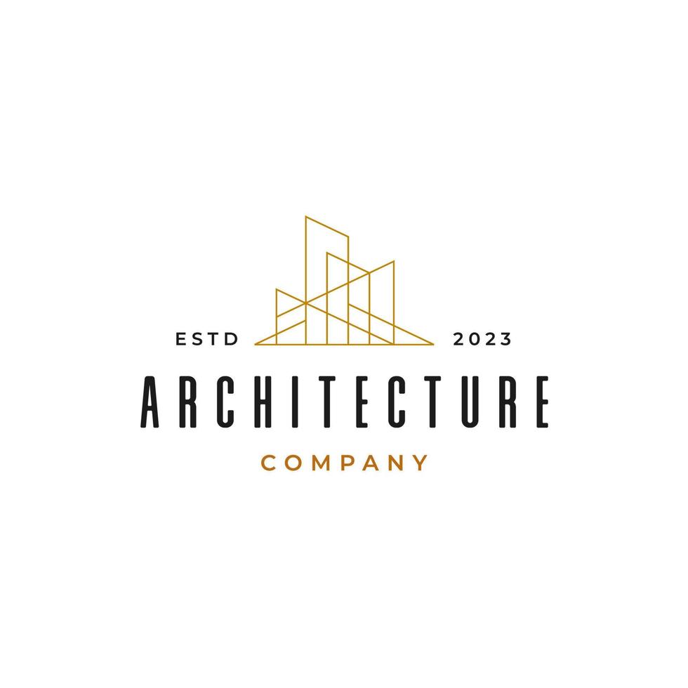 Building Logo. Gold Building Symbol Geometric Linear Style. Usable for Real Estate, Construction, Architecture and Building Logo vector