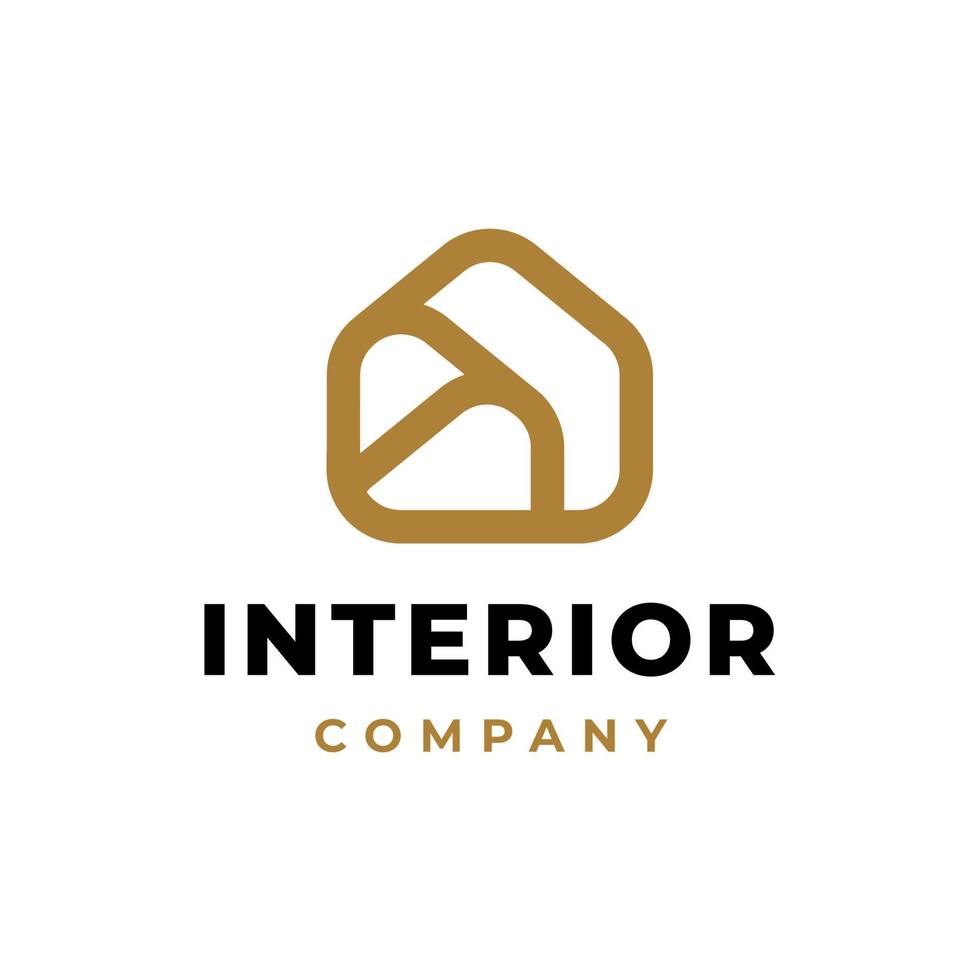 House Logo. Gold House Symbol Geometric Linear Style. Usable for Real Estate, Construction, Architecture and Building Logo vector