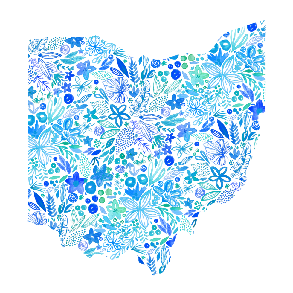 Ohio Zustand Karte gemalt im Aquarell png