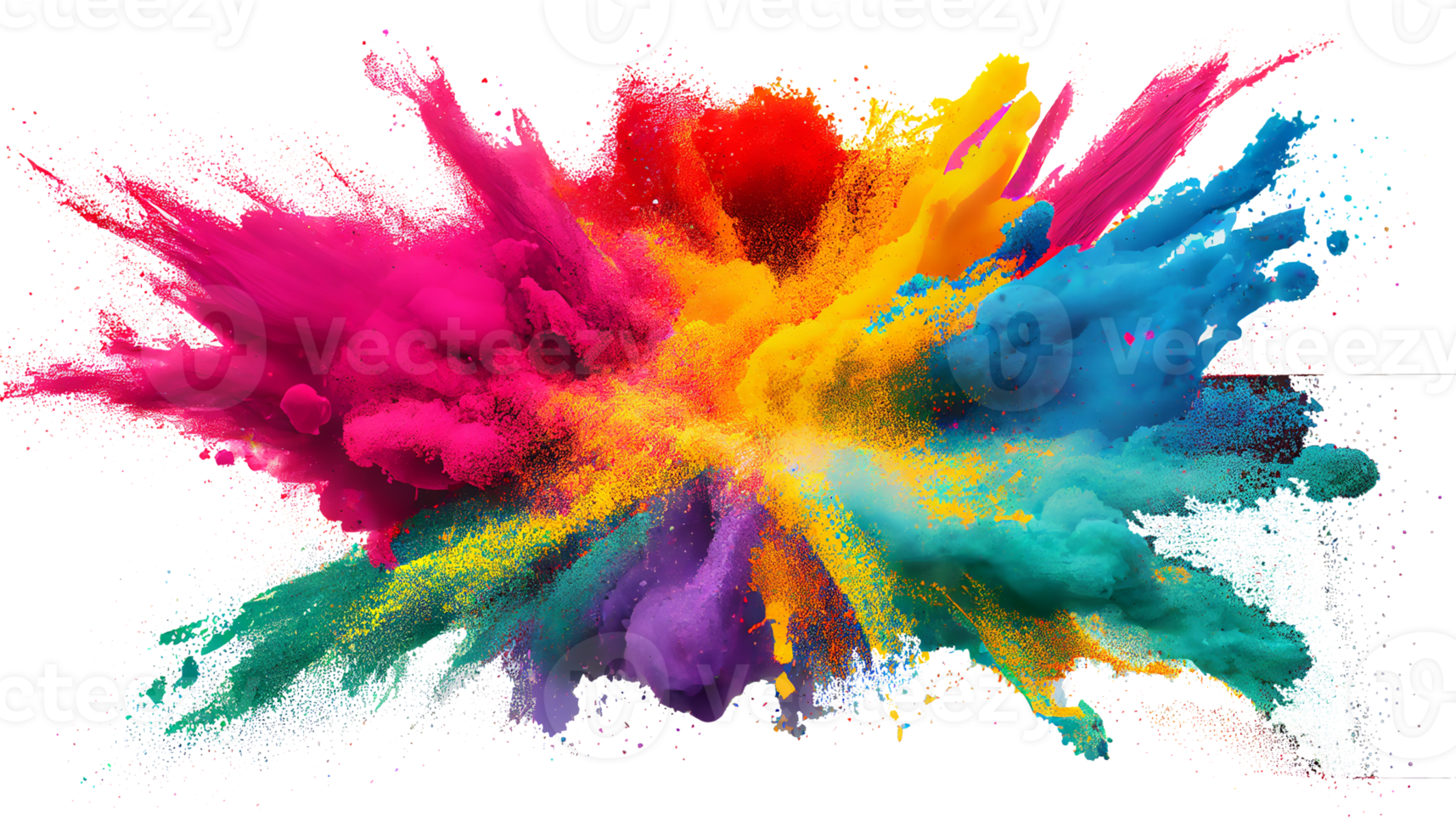 Colorful paint splashes png, Colored powder explosion. Mix rainbow splash on transparent background png