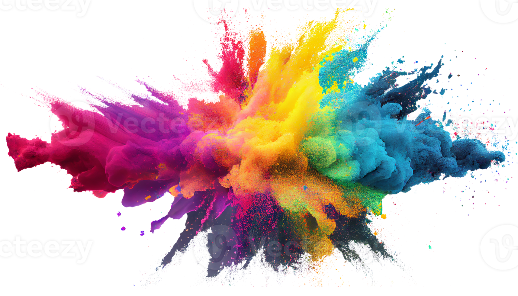 Colorful paint splashes png, Colored powder explosion. Mix rainbow splash on transparent background png