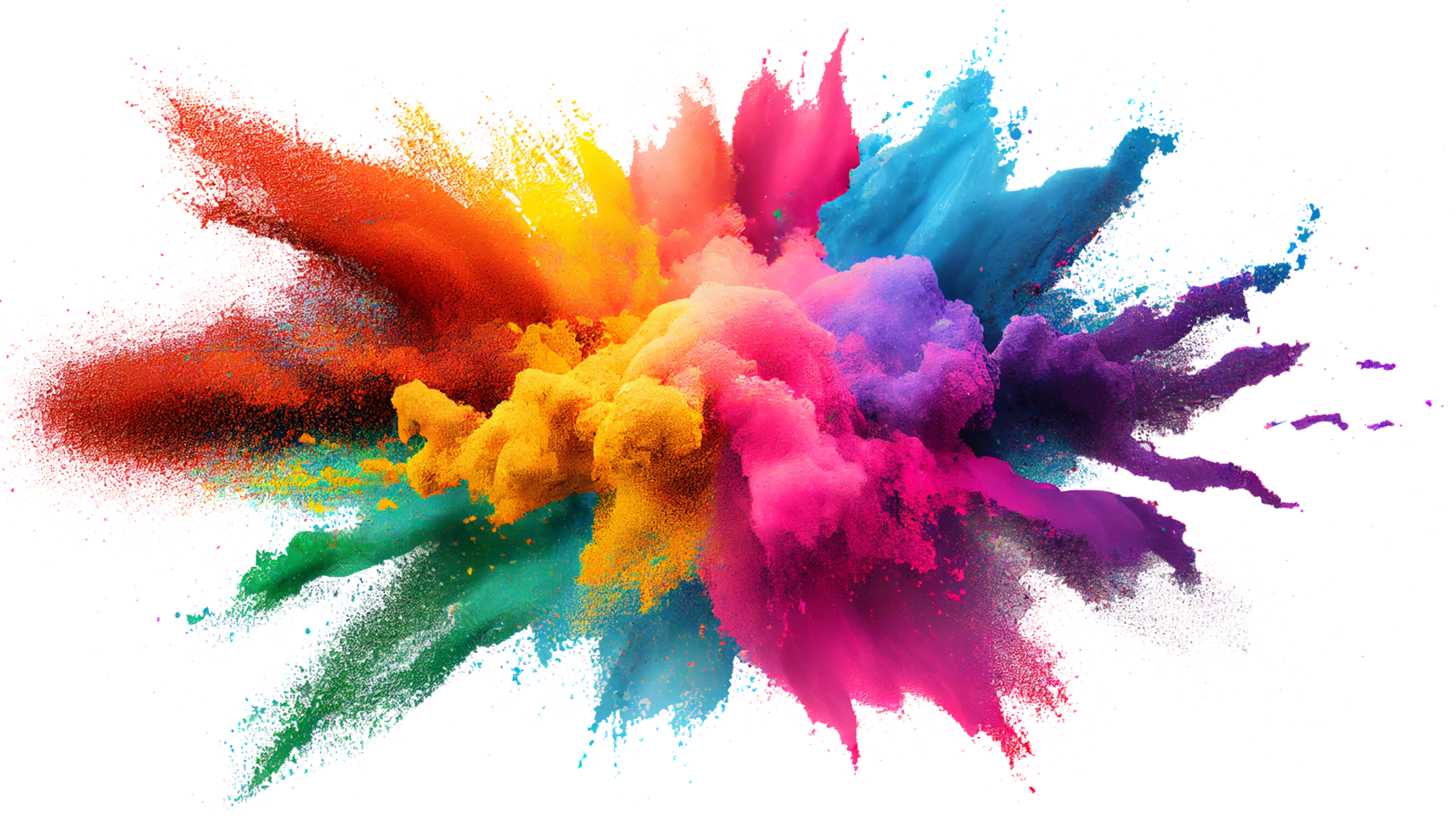 Colorful paint splashes png, Colored powder explosion. Mix rainbow splash on transparent background png