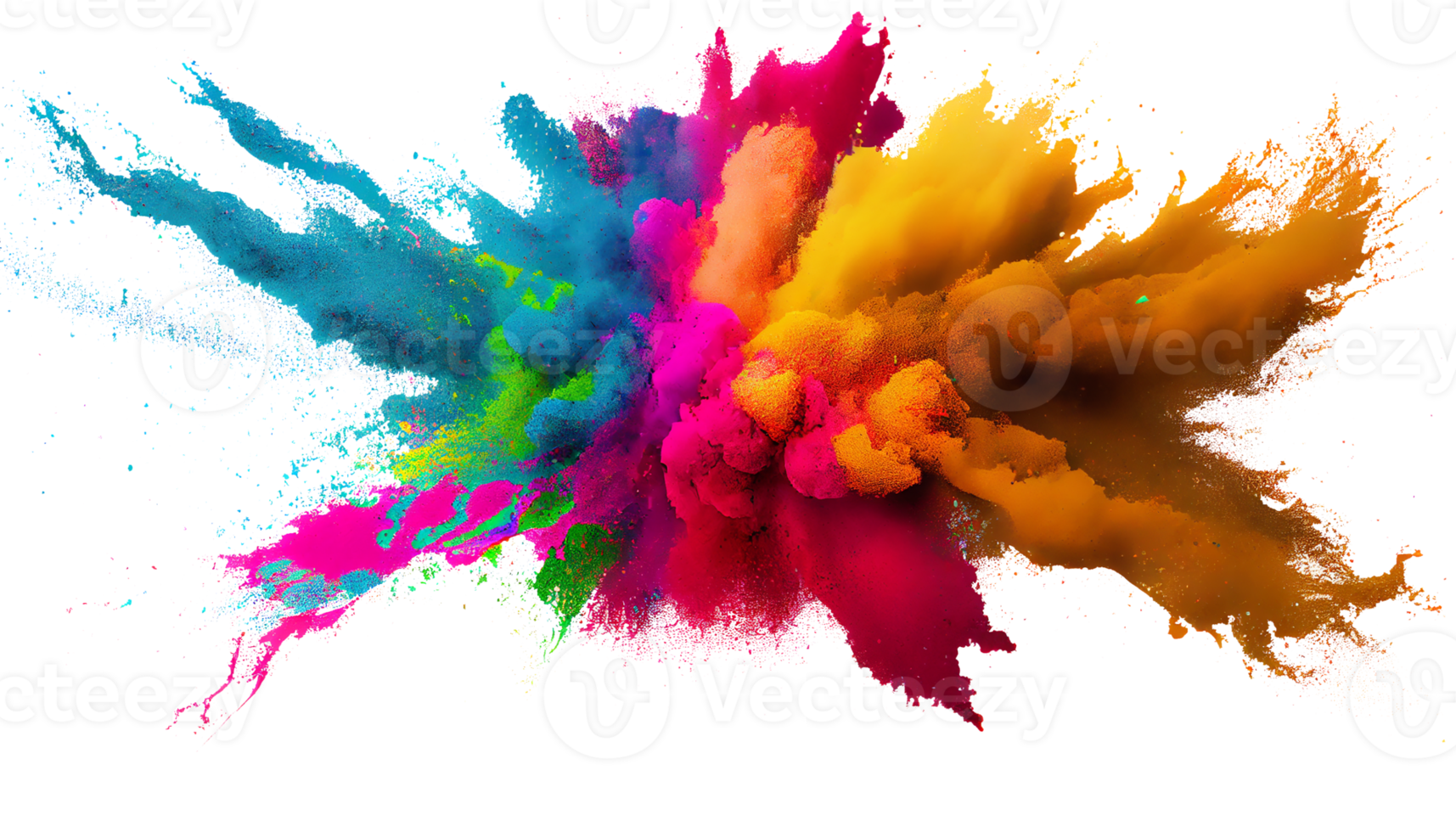 Colorful paint splashes png, Colored powder explosion. Mix rainbow splash on transparent background png