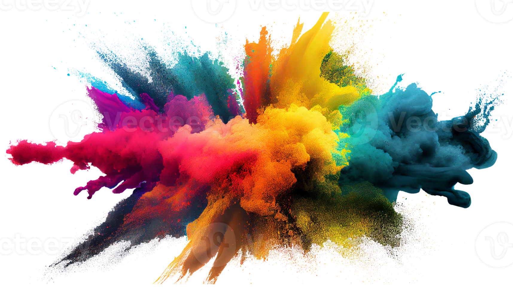 Colorful paint splashes png, Colored powder explosion. Mix rainbow splash on transparent background png