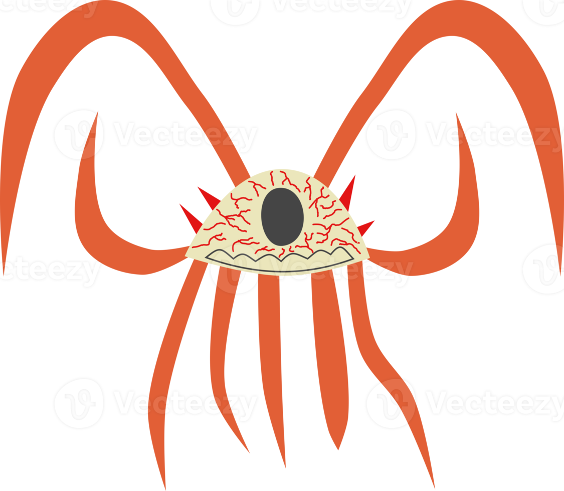 Alien Big Eye Monster Tentacles Illustration png