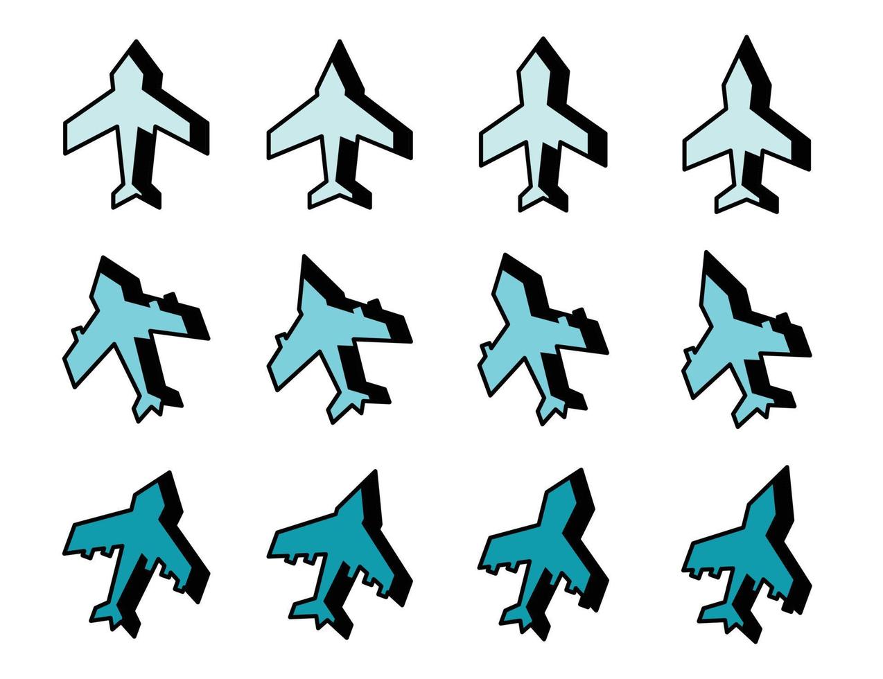 avión icono conjunto sencillo plano diseño azul color, vector para web solicitud
