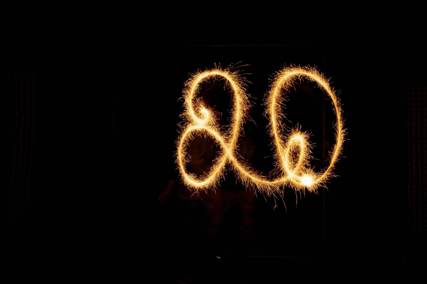 Number made with sparklers ready for your inscriptions on black background photo