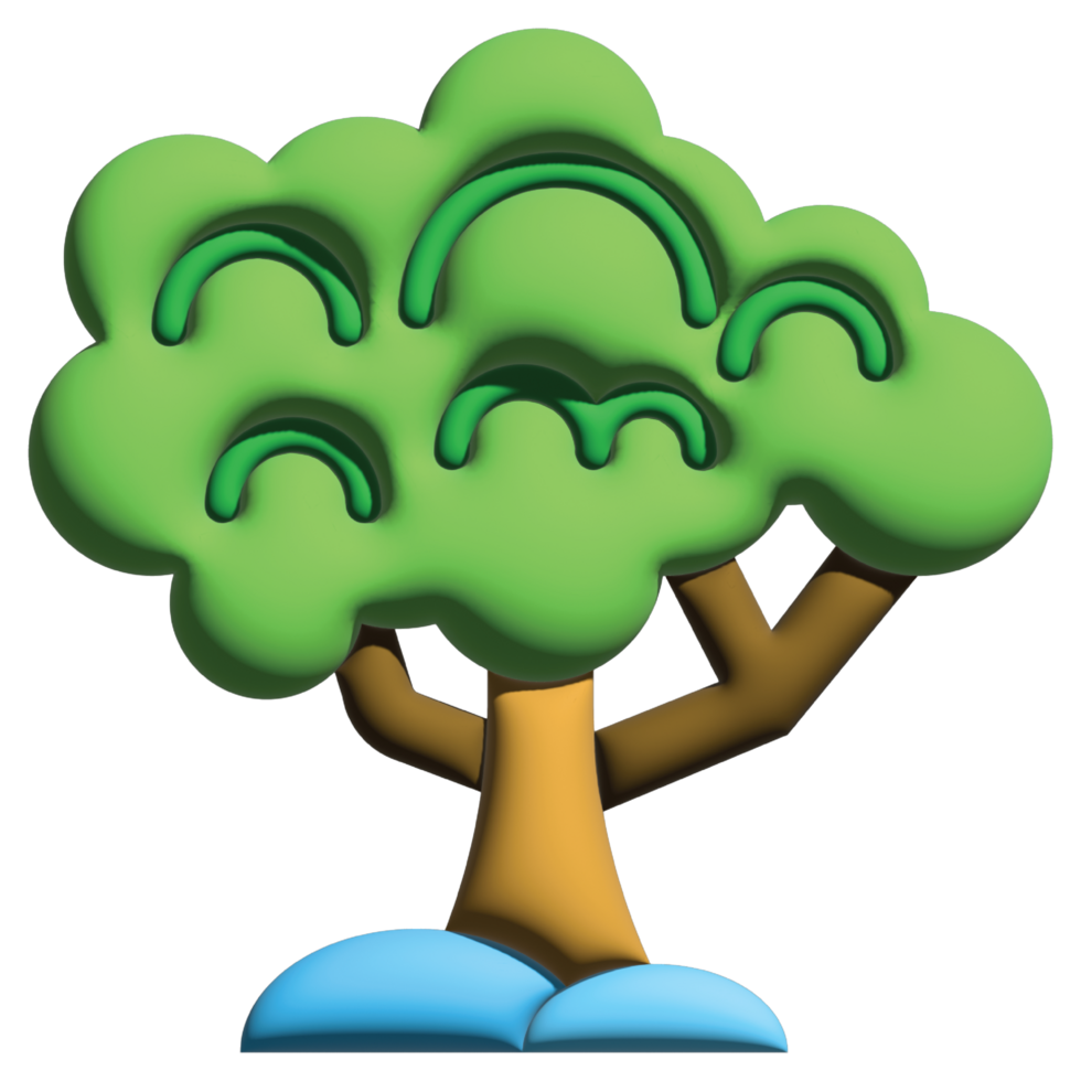 3D illustration tree in nature set png