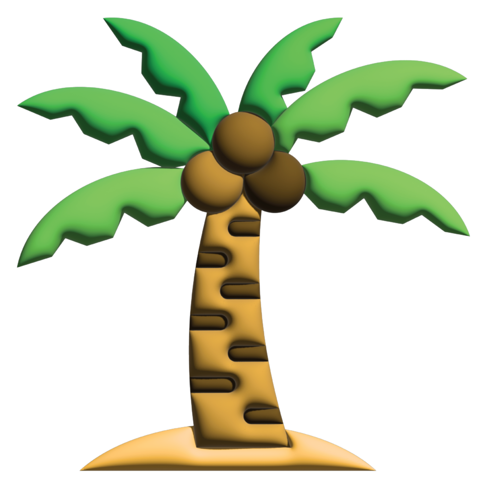 3D illustration coconut tree in nature set png