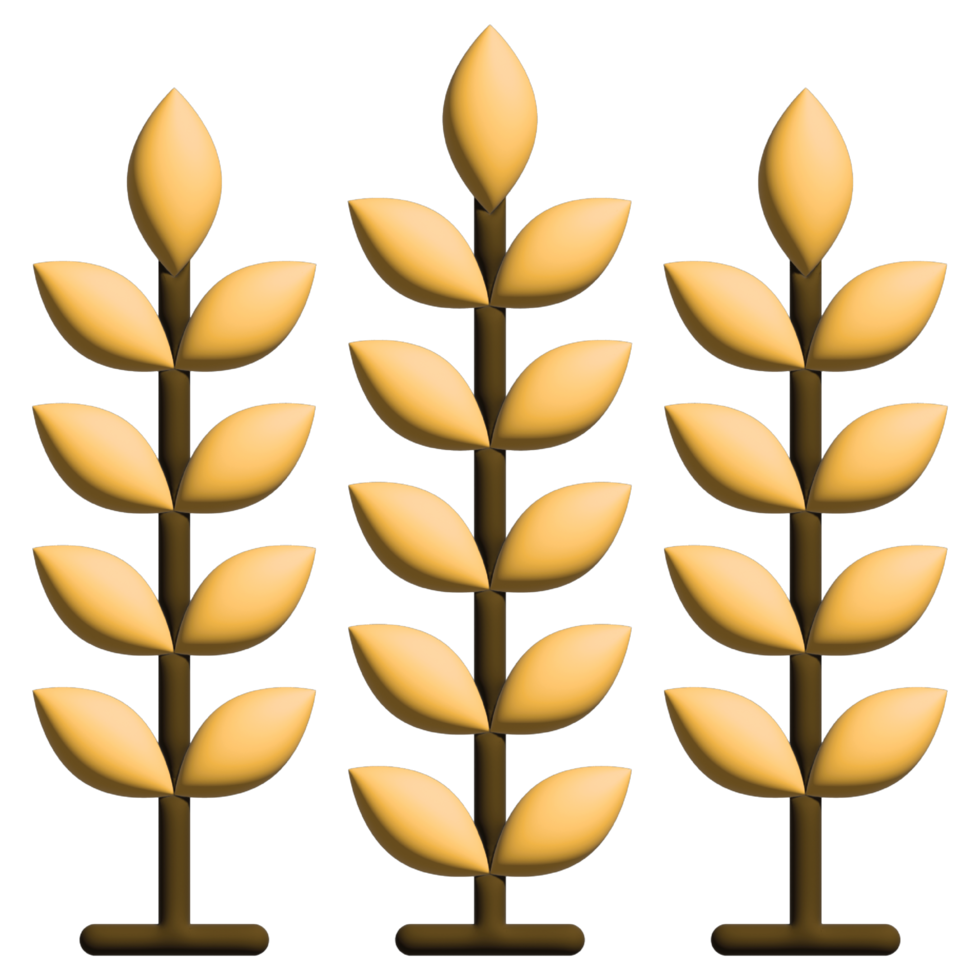 3D illustration wheat in nature set png