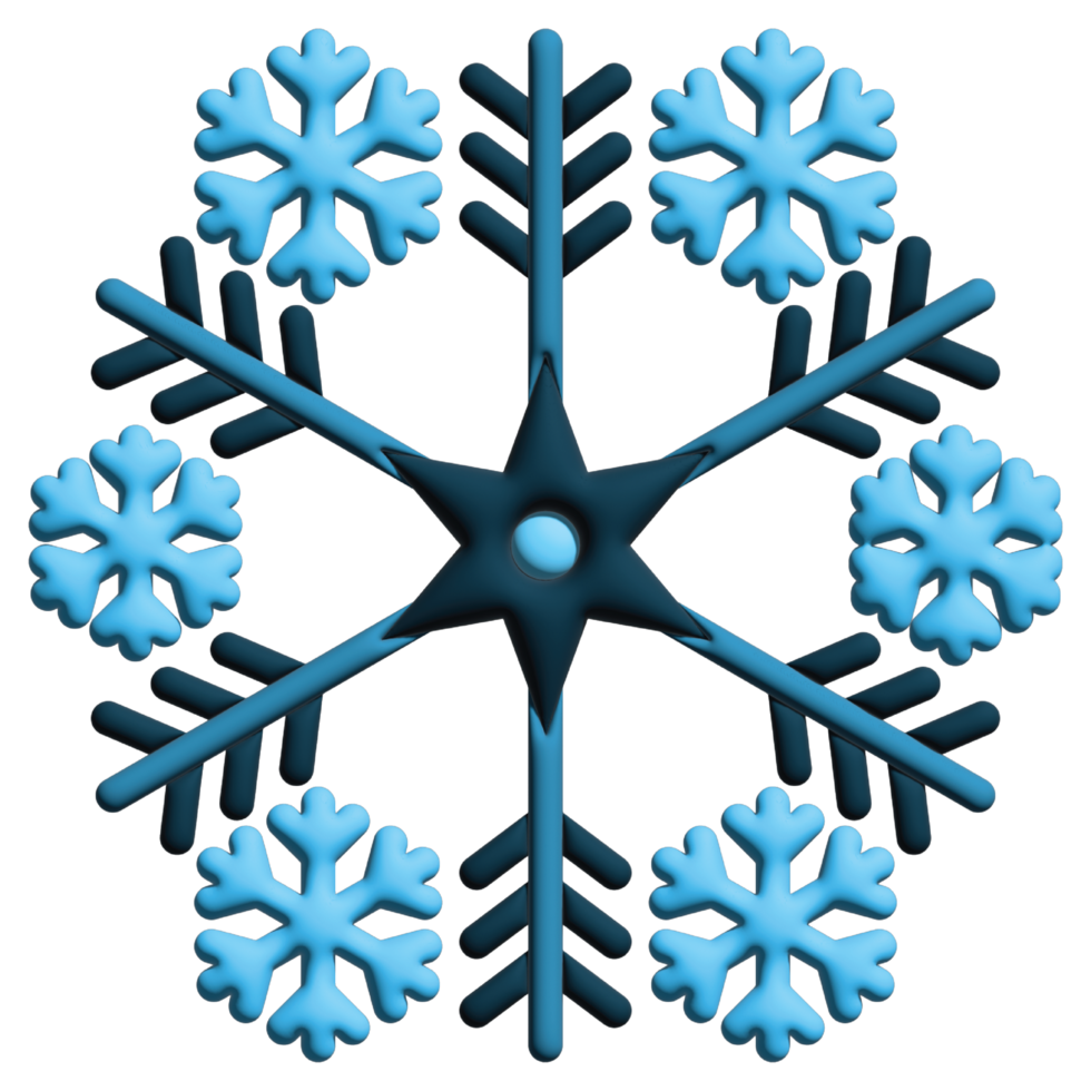 3D illustration snow flake  in nature set png