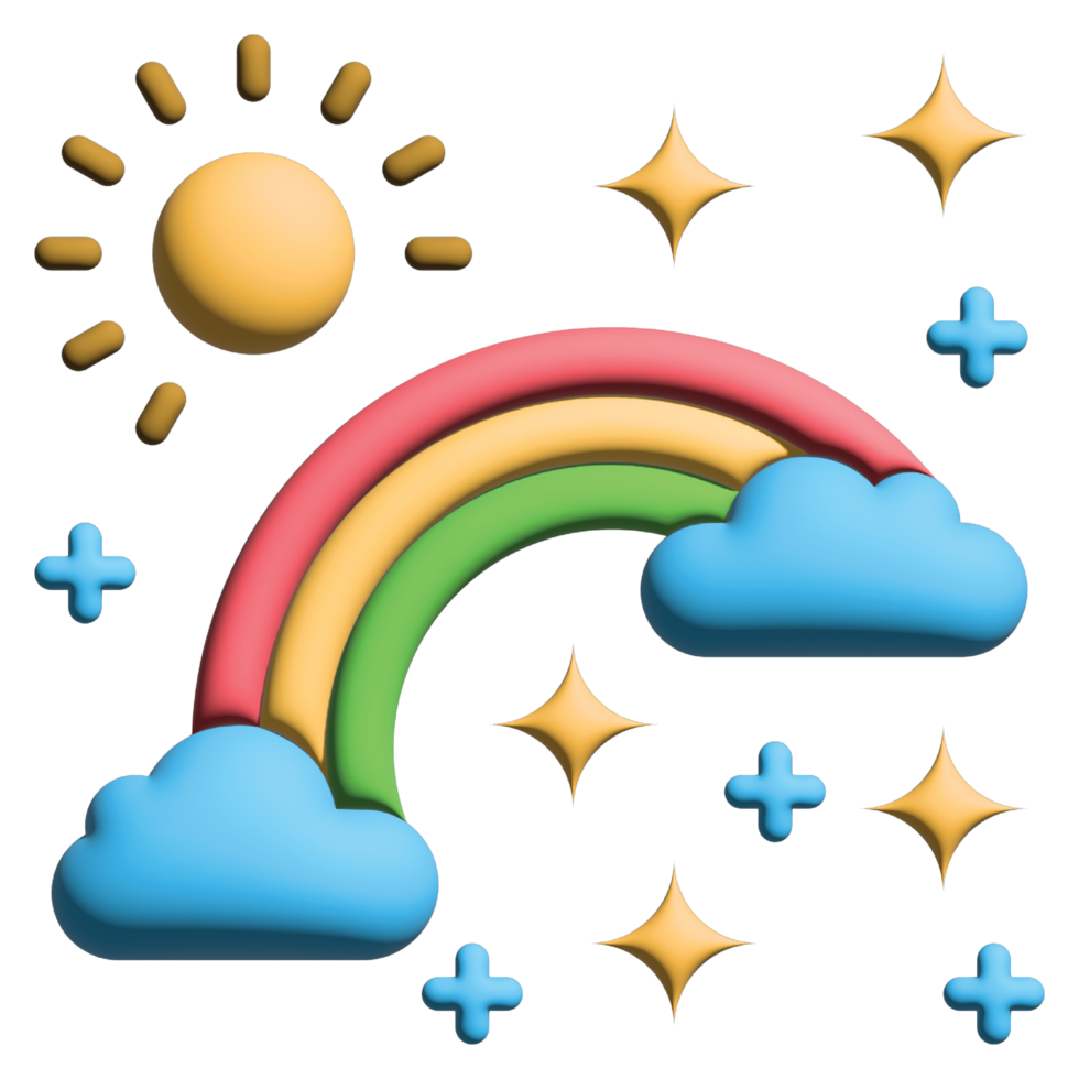 3d illustratie regenboog in natuur reeks png