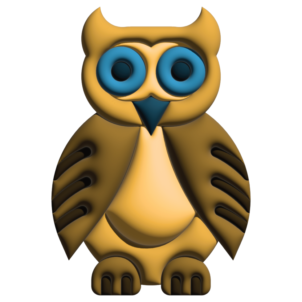 3D illustration owl in nature set png