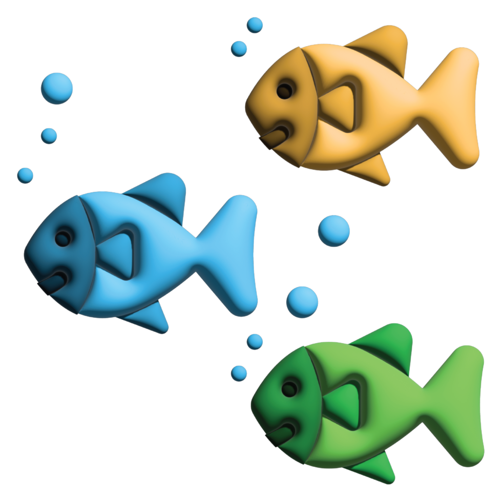 3D illustration fish in nature set png