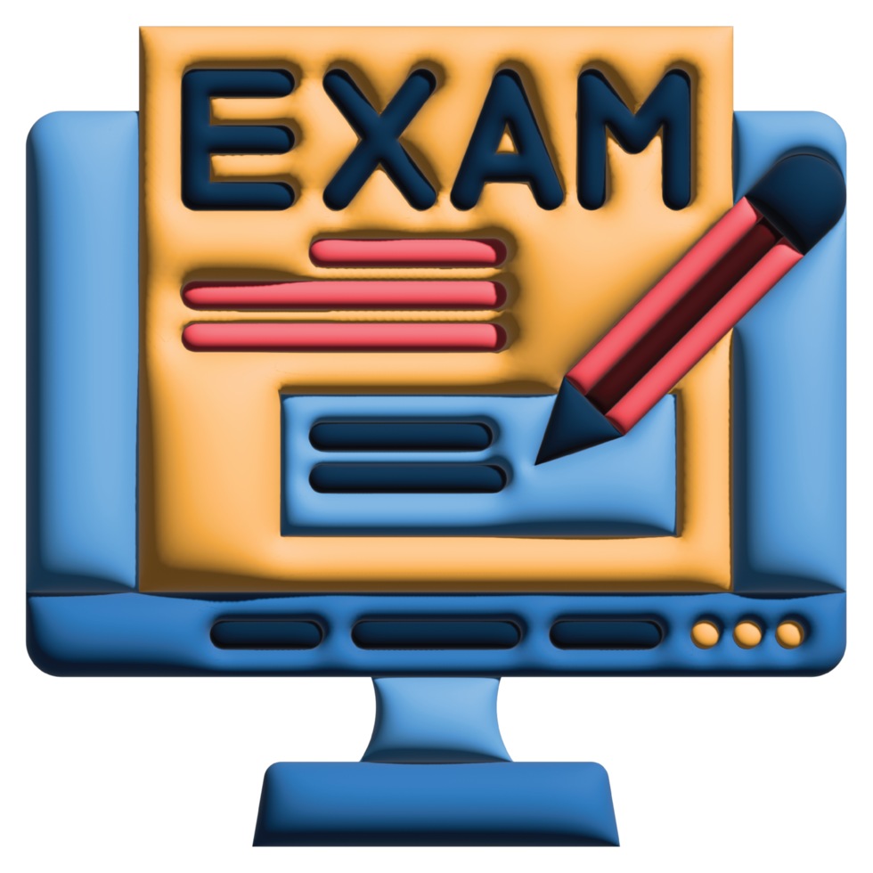 3D illustration exam in online learning set png