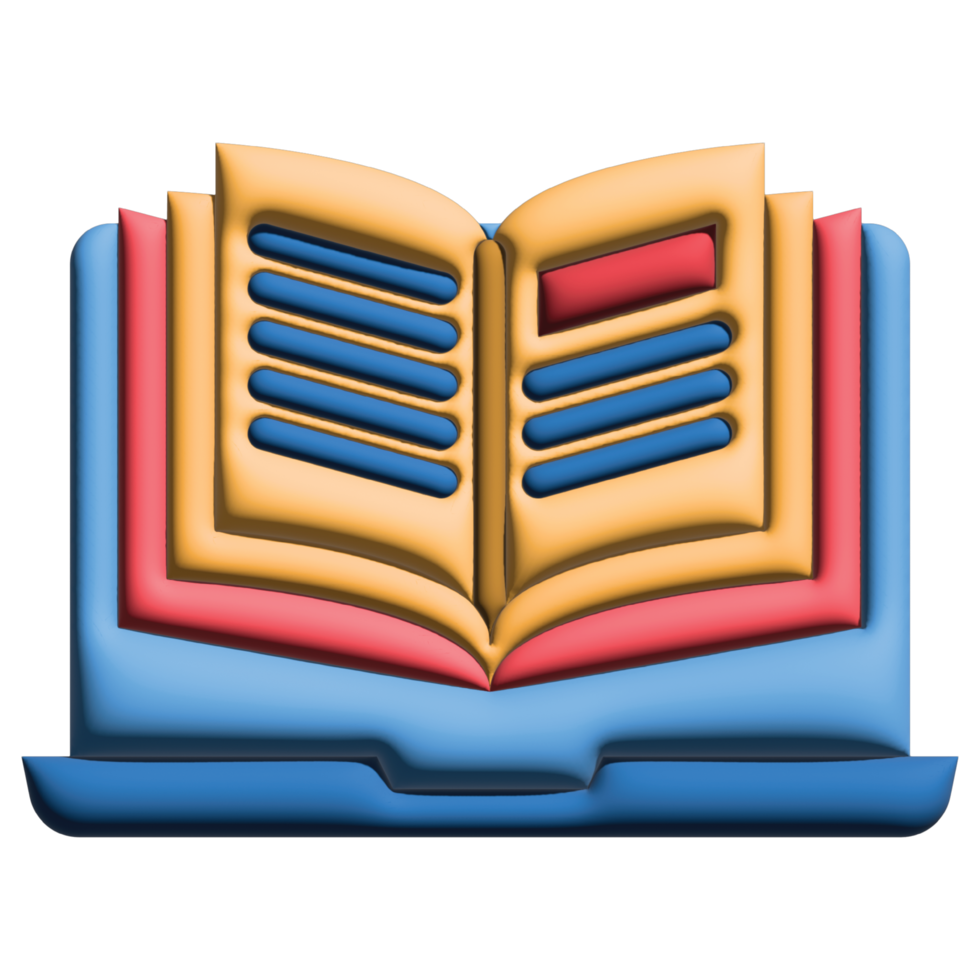 3D illustration ebook in online learning set png