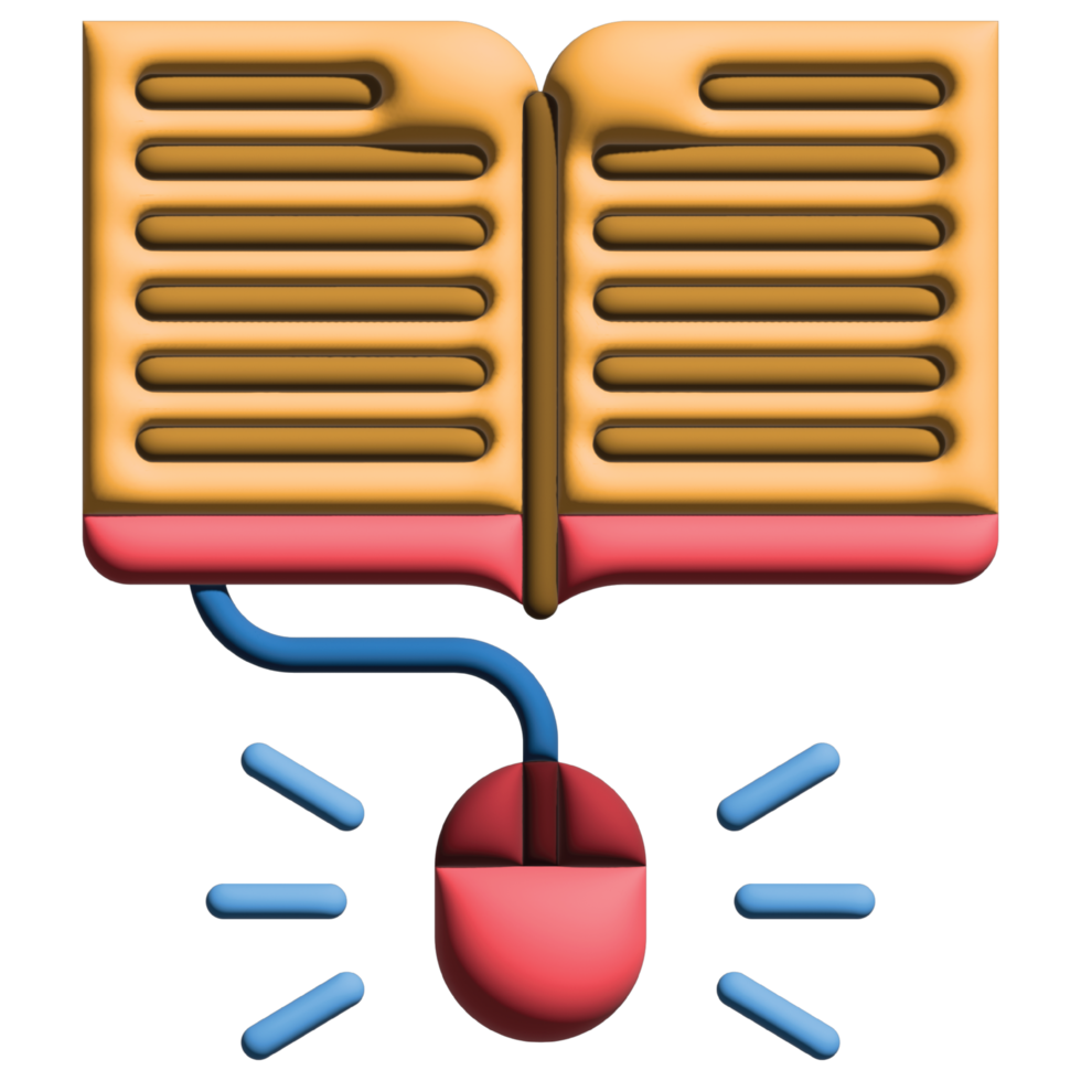 3D illustration mouse in online learning set png