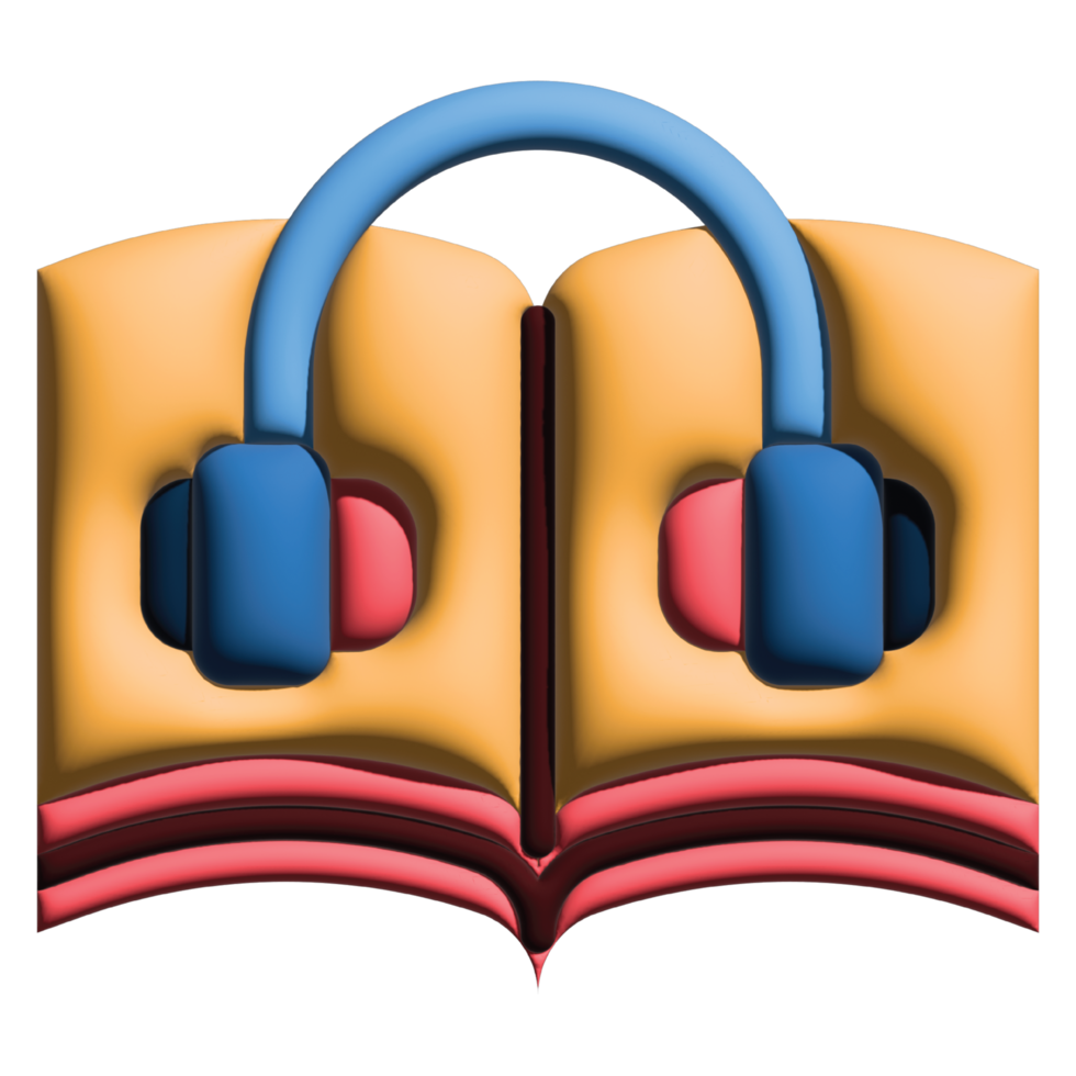 3D illustration listening in online learning set png