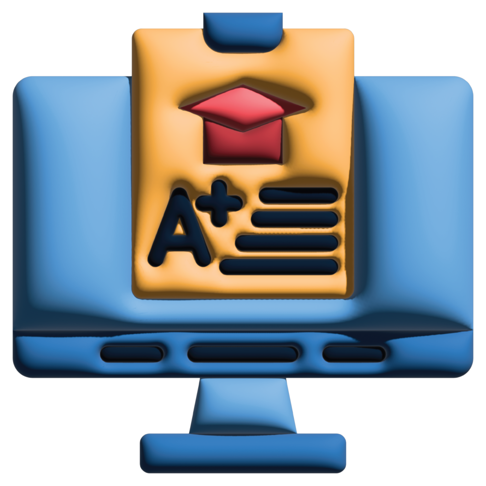 3D illustration report in online learning set png