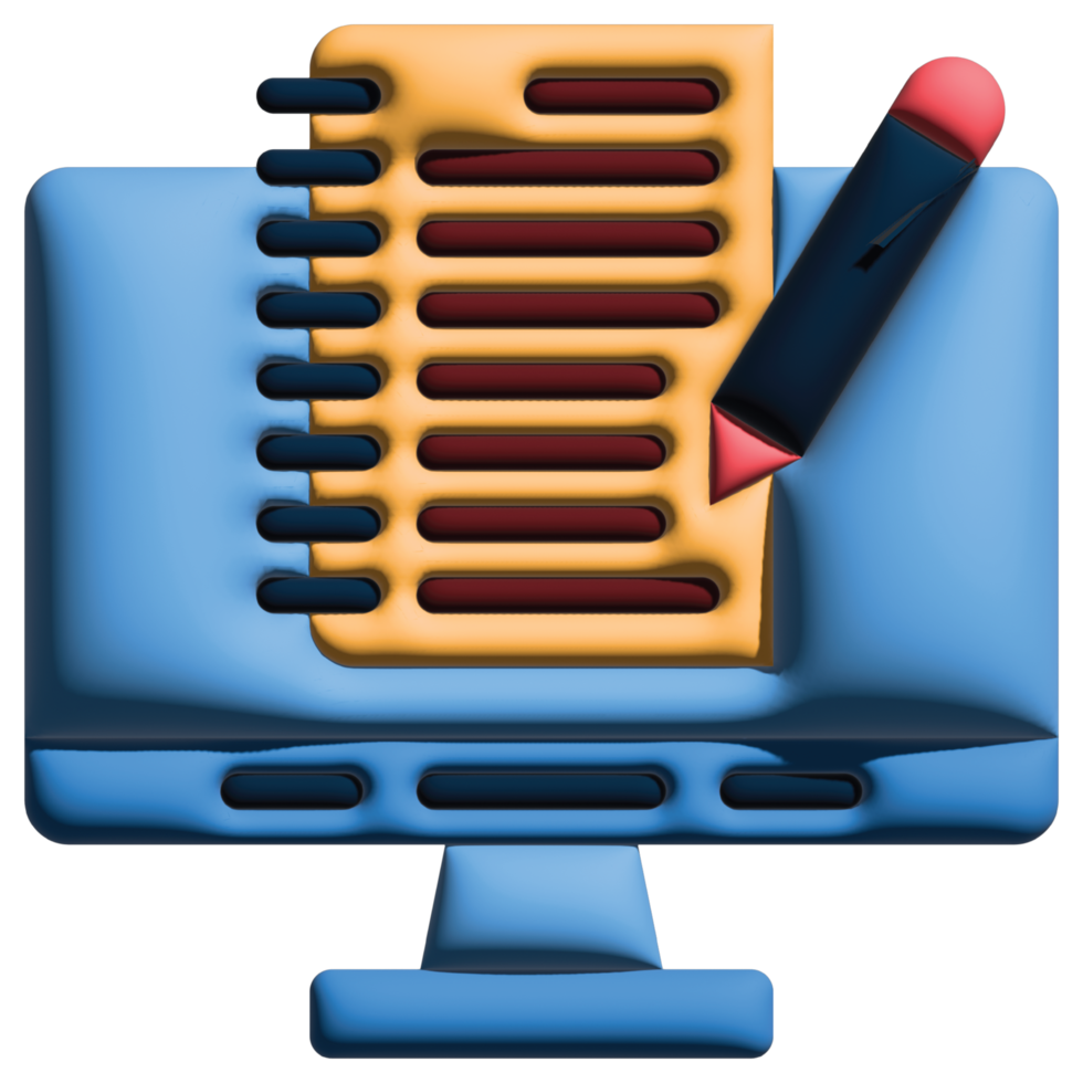 3D illustration notes in online learning set png
