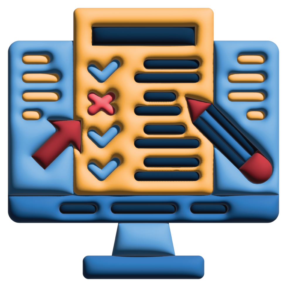 3D illustration test in online learning set png