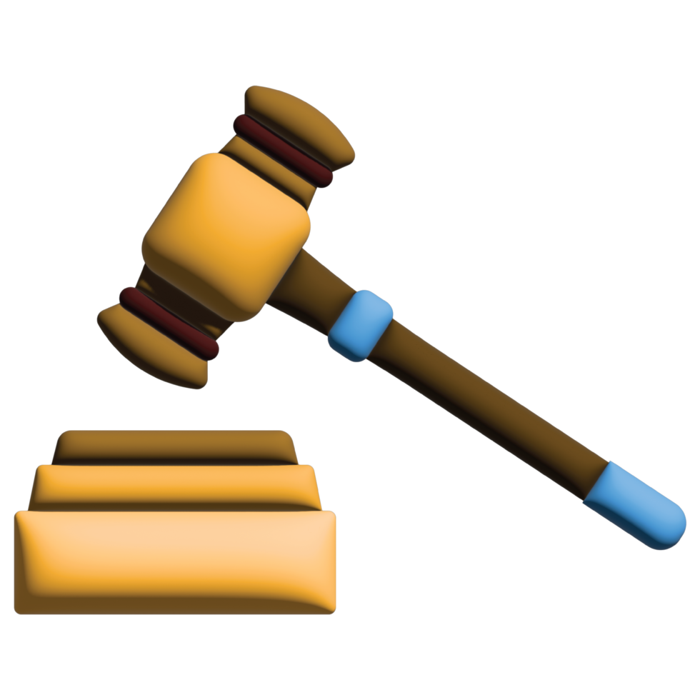 3D illustration gavel in credit and loan set png