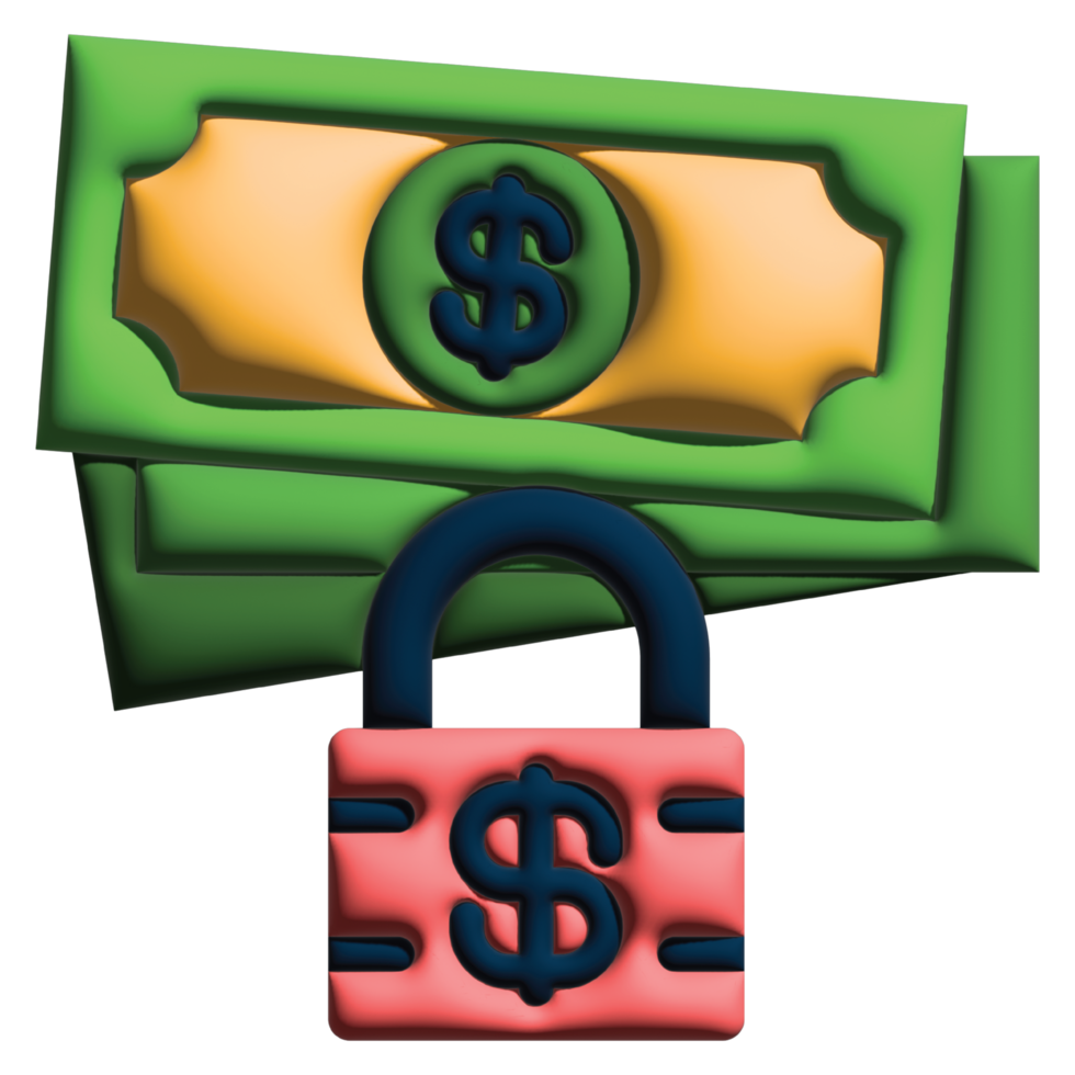 3D illustration lock in credit and loan set png