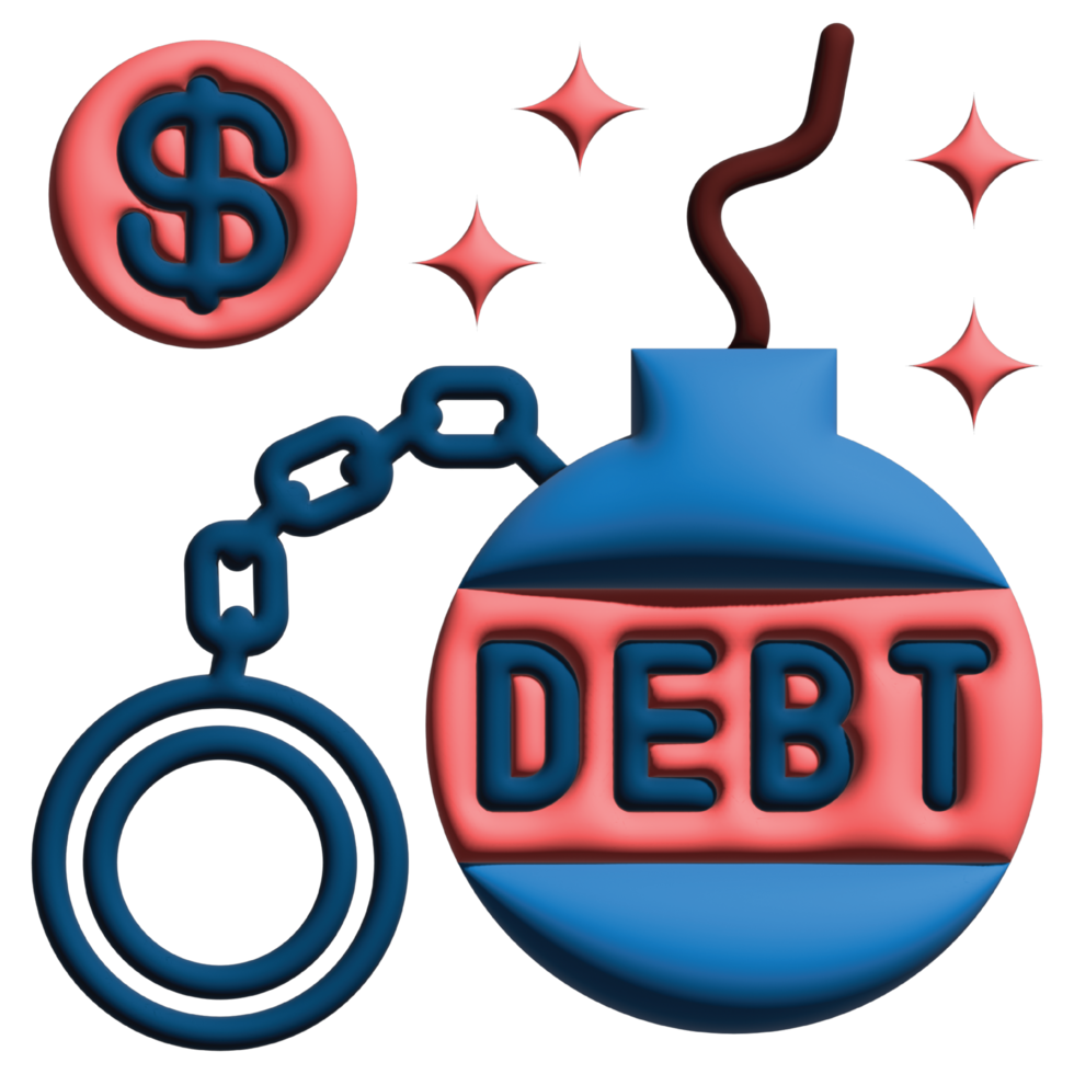 3D illustration debt in credit and loan set png